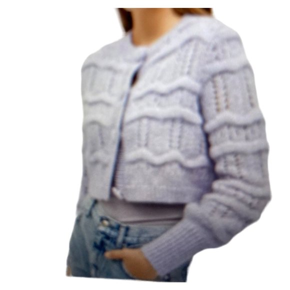 Mingo Chunky Knit Cardigan Lavender Small - Picture 7 of 8